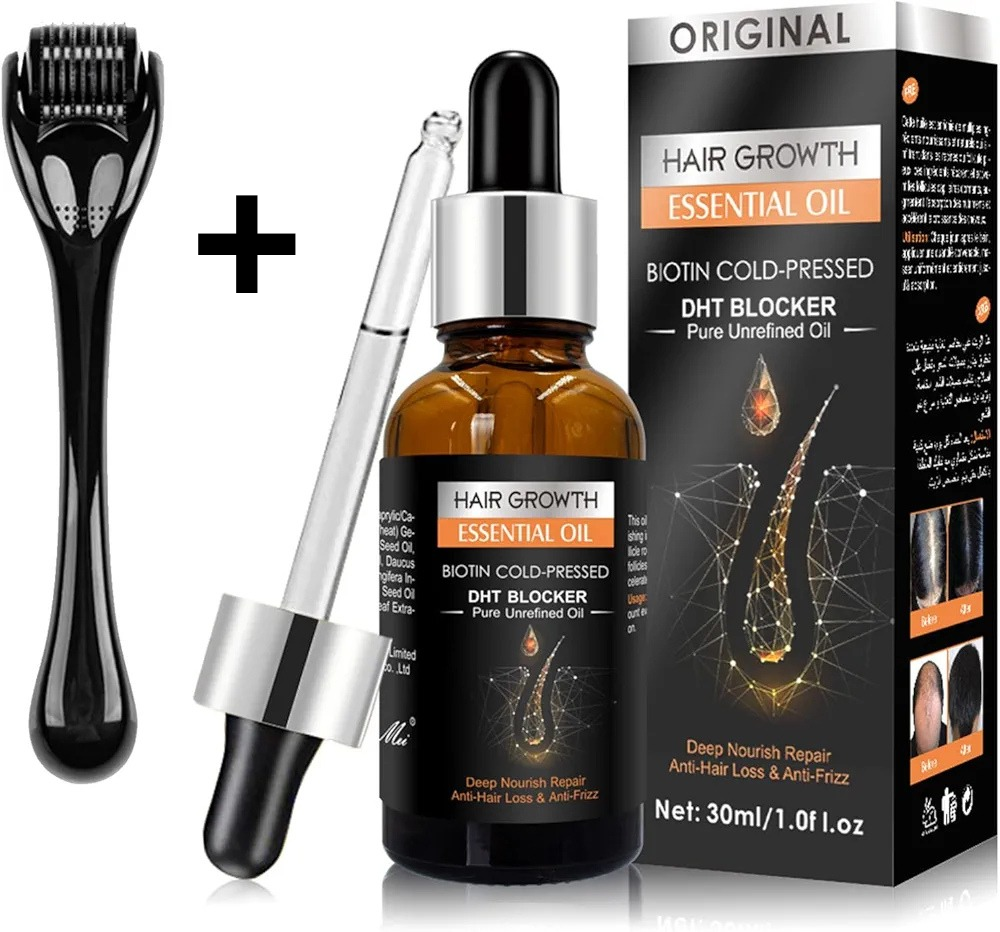 Pack Croissance Capillaire – Huile Essentielle + Dermaroller