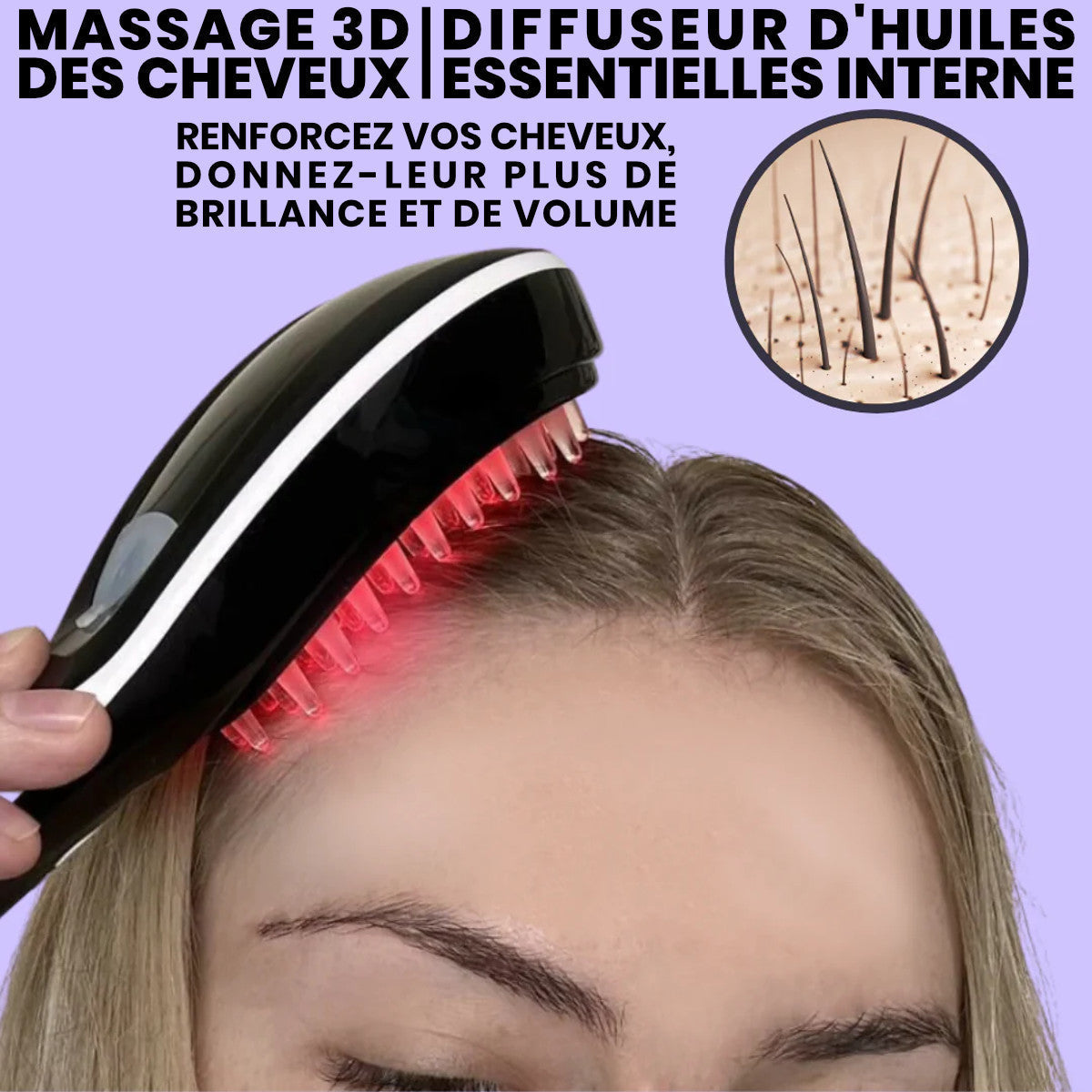 Brosse capillaire + huile essentielle – Stop à la Chute de Cheveux et aux Démangeaisons