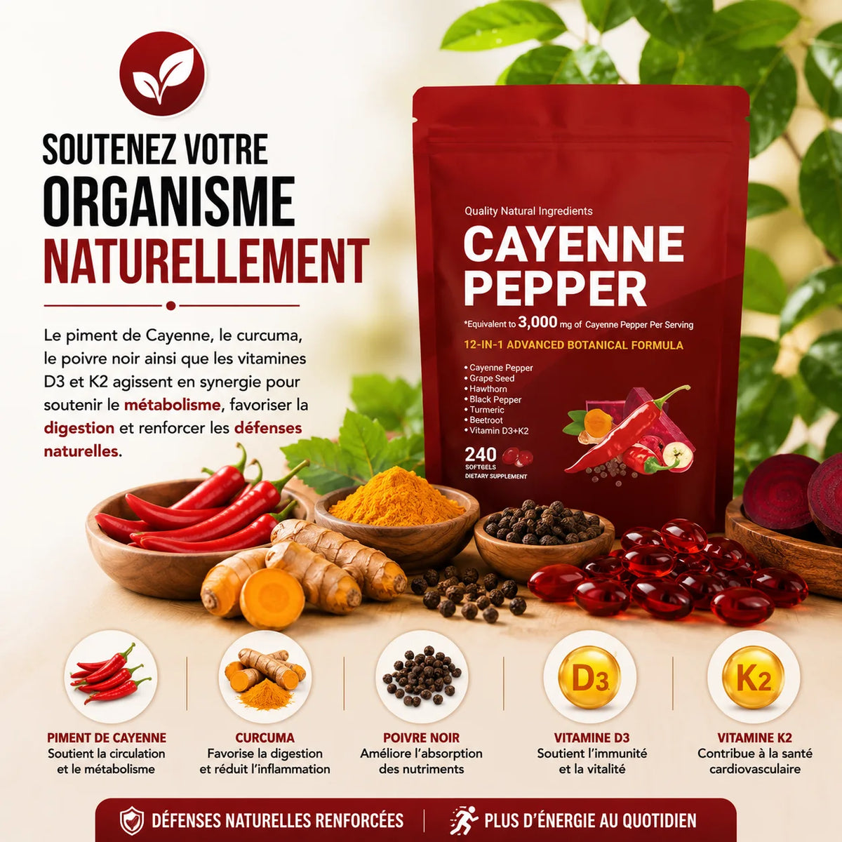 Gélules de piment de cayenne (240 gélules)