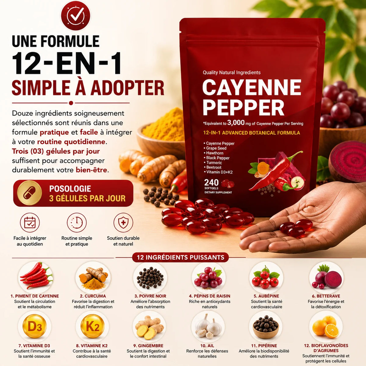 Gélules de piment de cayenne (240 gélules)