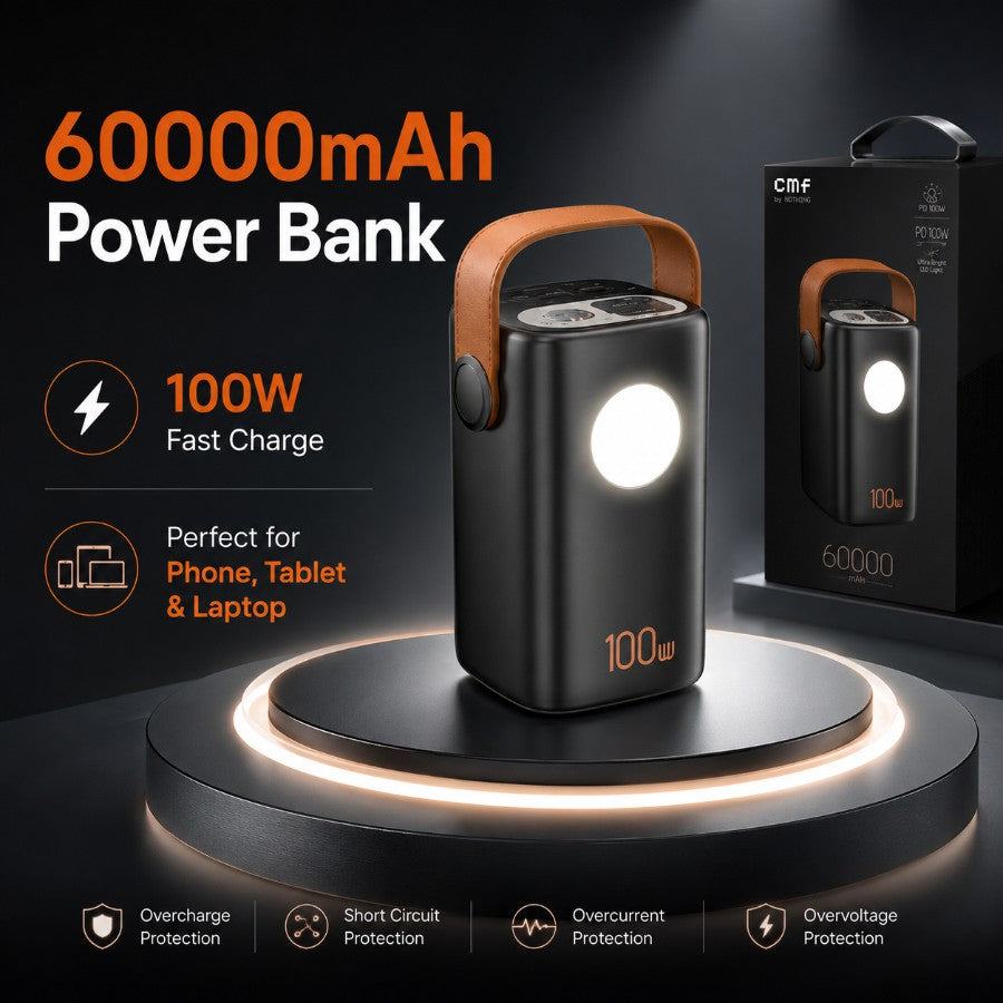 POWER BANK 60 000 mAh—une réserve d’énergie disponible chez vous lorsque le courant se coupe.