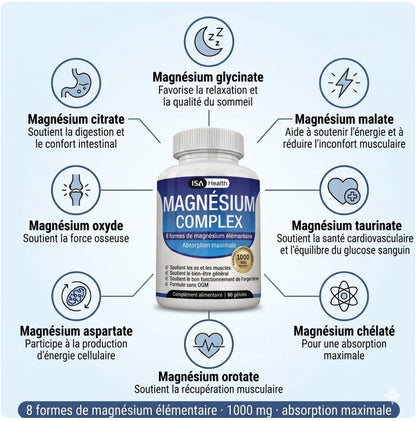 Magnésium Complex 8-en-1 | Retrouvez votre énergie, réduisez la fatigue et soutenez votre organisme au quotidien.
