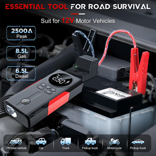 🚗 Booster de Batterie Multifonction 4 en 1 – Ne restez plus jamais bloqué sur la route ! (