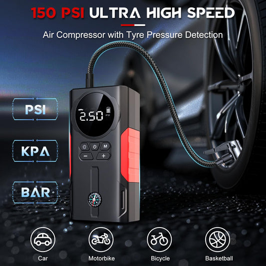 🚗 Booster de Batterie Multifonction 4 en 1 – Ne restez plus jamais bloqué sur la route !