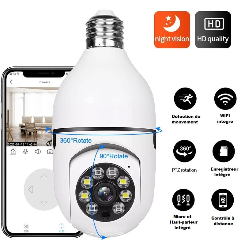 Caméra de Sécurité Wi-Fi 360° avec Vision Nocturne – Sécurisez votre Foyer ou Commerce en Toute Simplicité